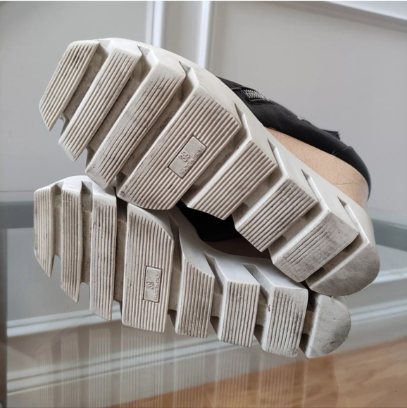 GABRIELLA MICHEL Open Toe Lug Soles Y2K chunky platform wedge Boot Black 39/8.5 - Picture 13 of 16